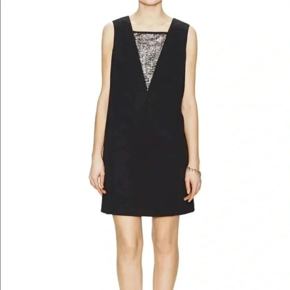 Shoshanna Size 2 Black Sleeveless Sequin Accent Shift Cora Dress NEW! - Picture 1 of 7